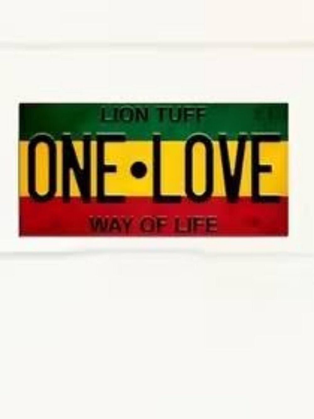 One Love Faux Ethiopian Colors License Plate Wood Signage